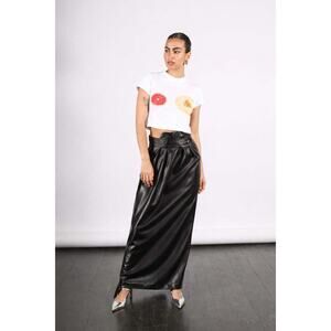 NWT A.W.A.K.E. Mode Faux Leather Pant Skirt Black FR 34 US 2 Made in UK Designer